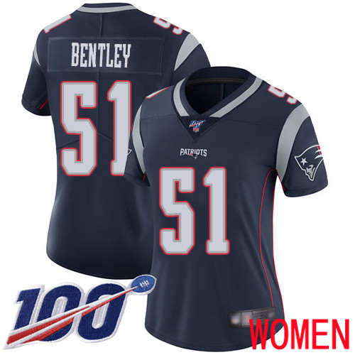 New England Patriots Football 51 100th Limited Navy Blue Women Ja Whaun Bentley Home NFL Jersey